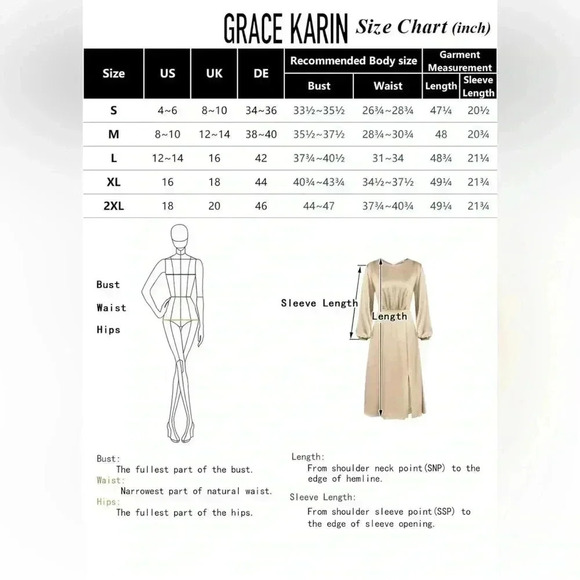 GRACE KARIN Long Sleeve Satin With Slit Elegant Boat Neck High Waist Midi Dress - Picture 8 of 8